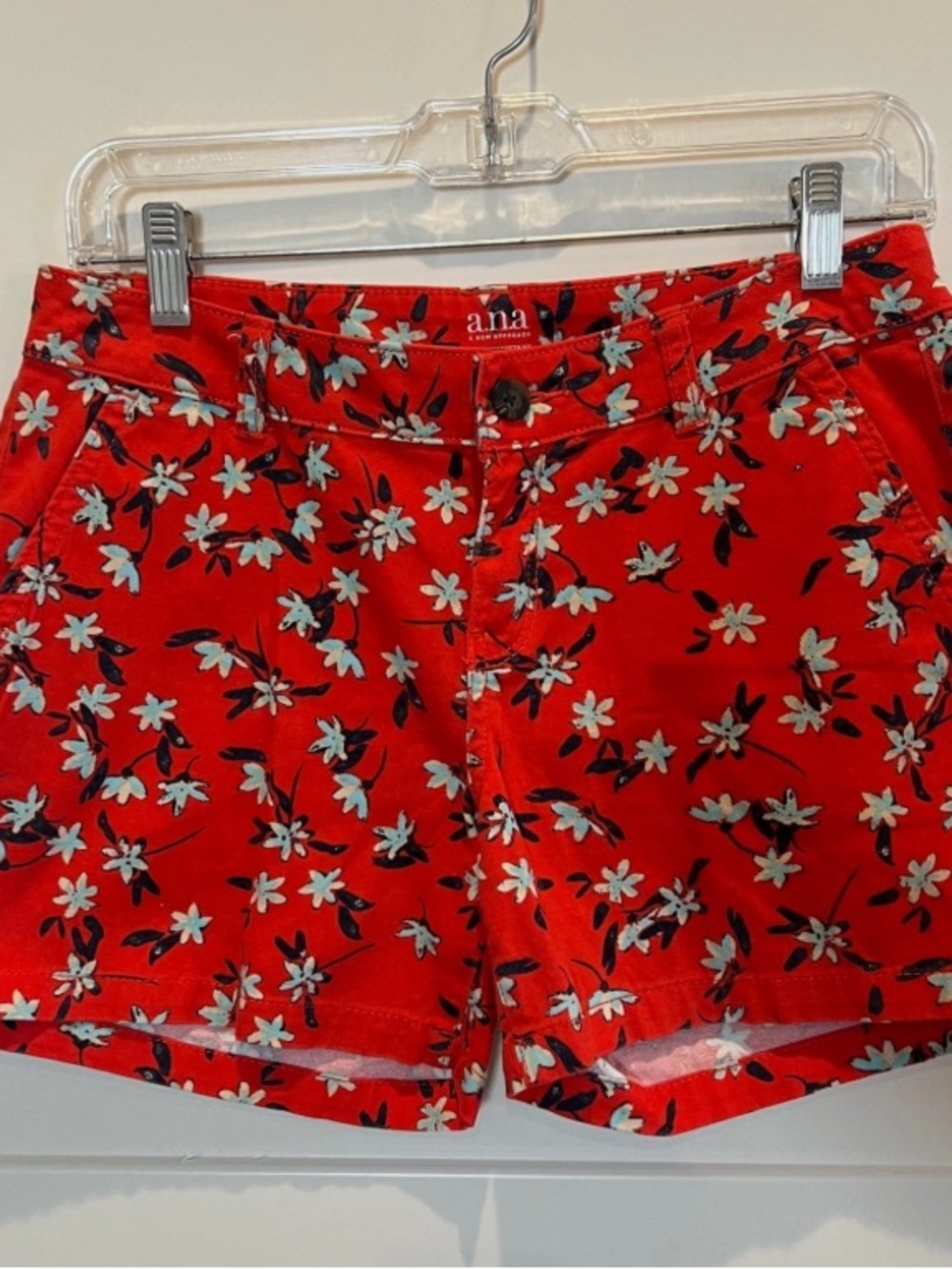 a.n.a Red Floral Cotton Blend Women’s Shorts